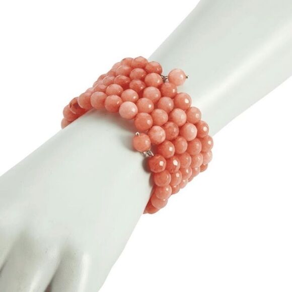NWT Coral Agate Wrap Beaded Bracelet - Picture 1 of 7